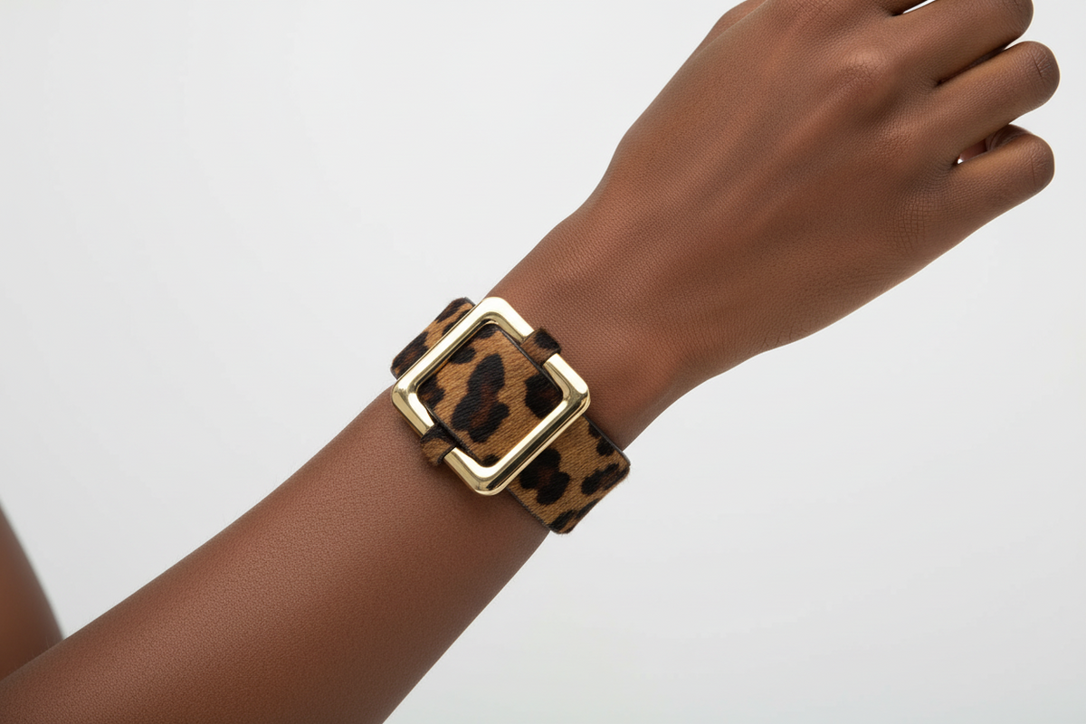 Leopard Fur leather bracelet