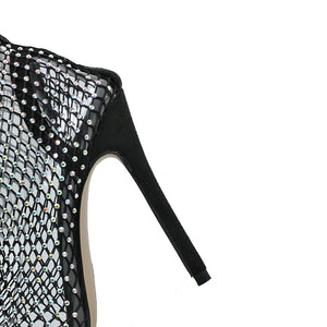 Rhinestone Fishnet High Heel