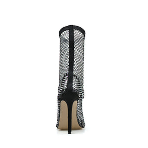 Rhinestone Fishnet High Heel