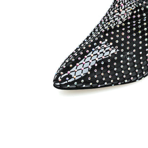 Rhinestone Fishnet High Heel