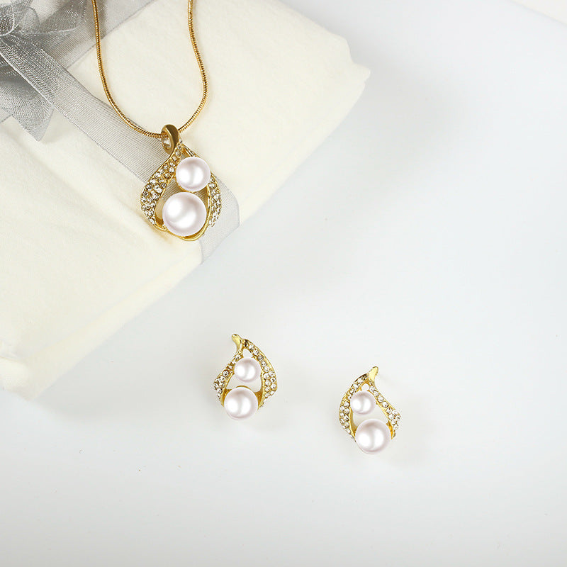 Diamond Drop Pearl Jewelry set