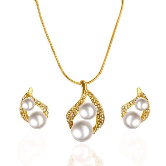 Diamond Drop Pearl Jewelry set